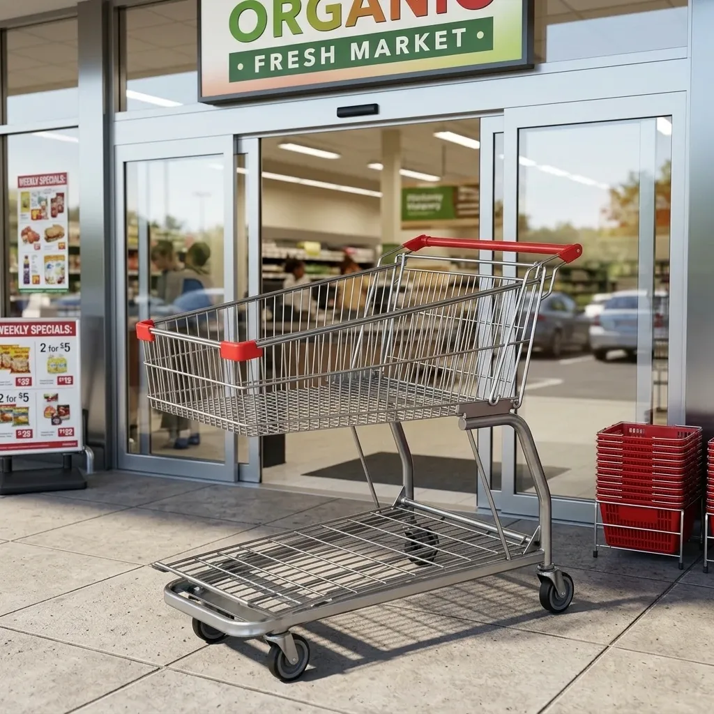 Four-wheel Steel Heavy Duty Corrosion Protected Warehouse Hand Trolley photo 4