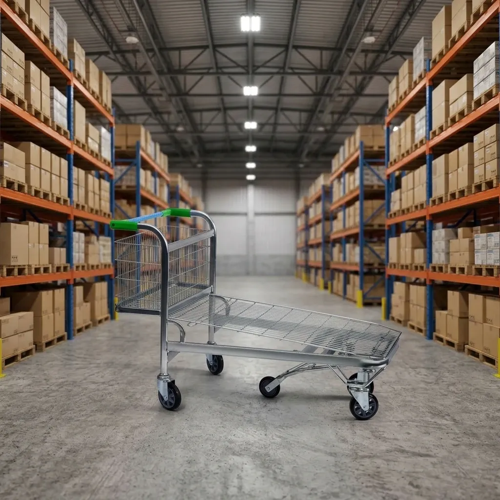 Waterproof Mesh Folding Supermarket Warehouse Trolley