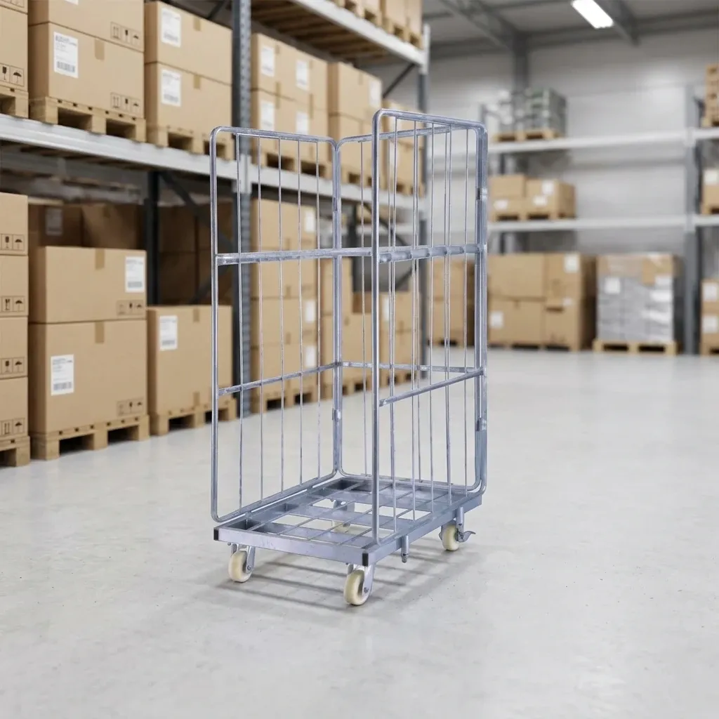 Roll Container Mesh Folding Logistics Trolley 5 detail 2