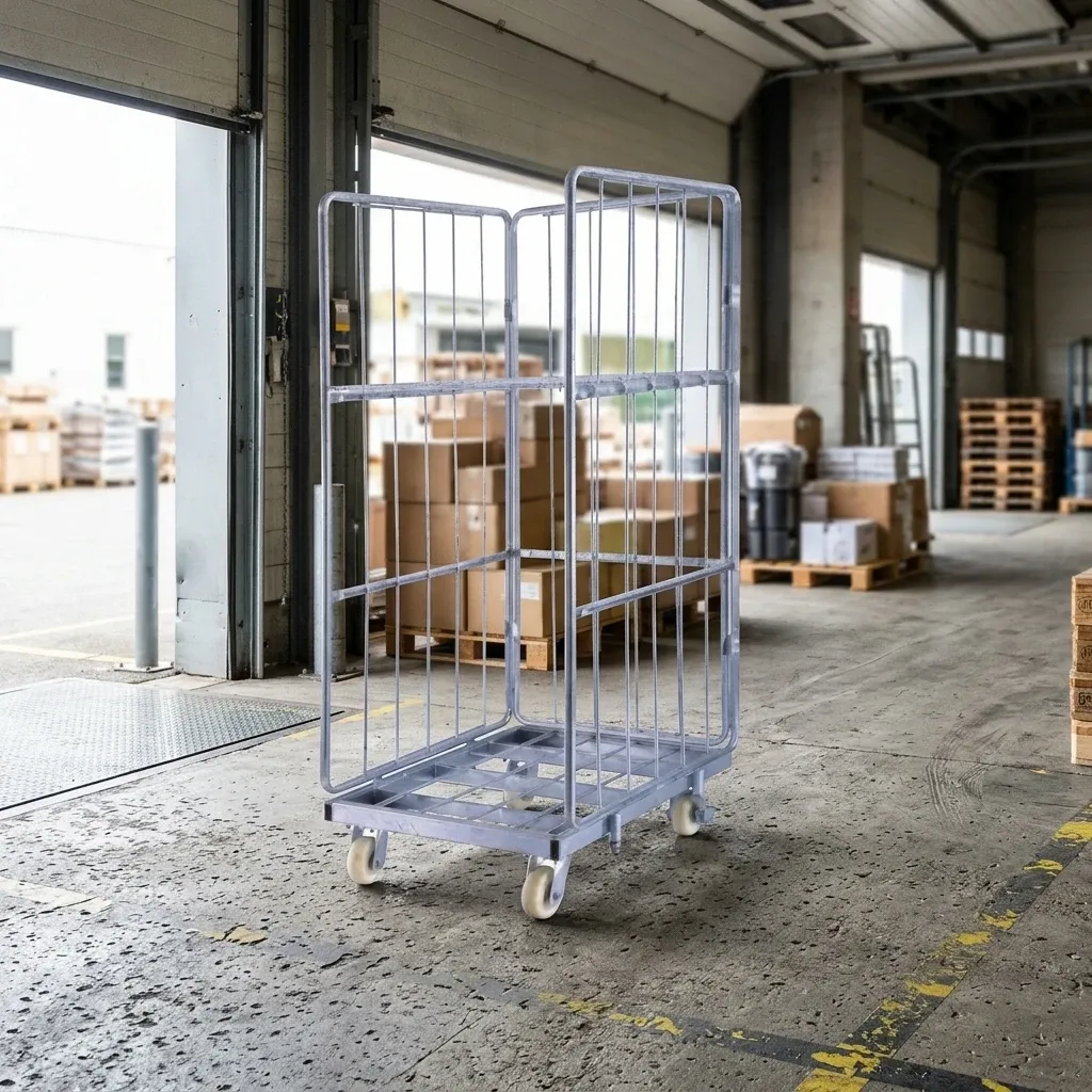 Roll Container Mesh Folding Logistics Trolley 5