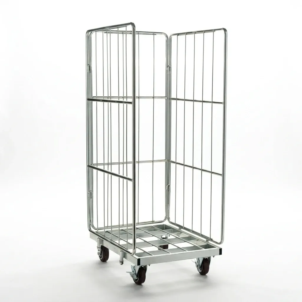 Roll Container Mesh Folding Logistics Trolley 5 photo 2
