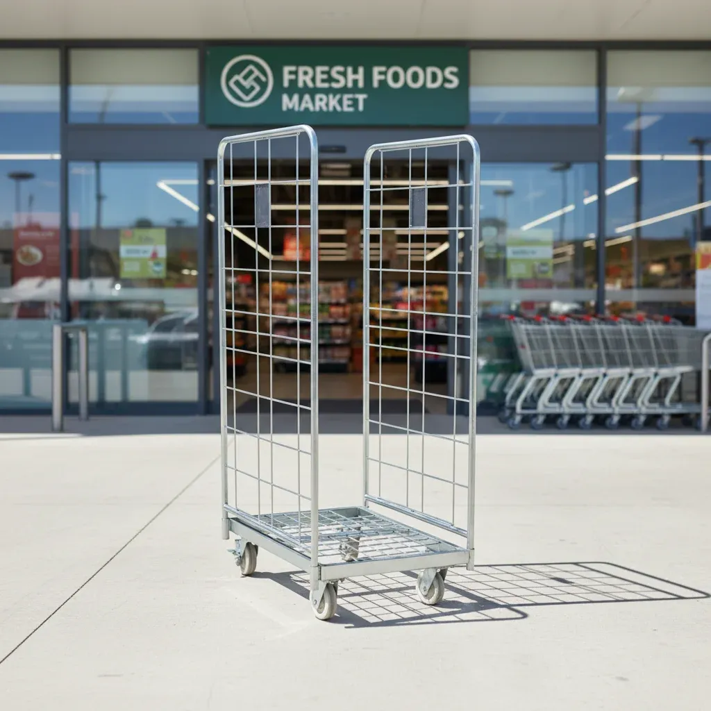 Warehouse Supermarket Industrial Wire Mesh Folding Roll Container detail 1
