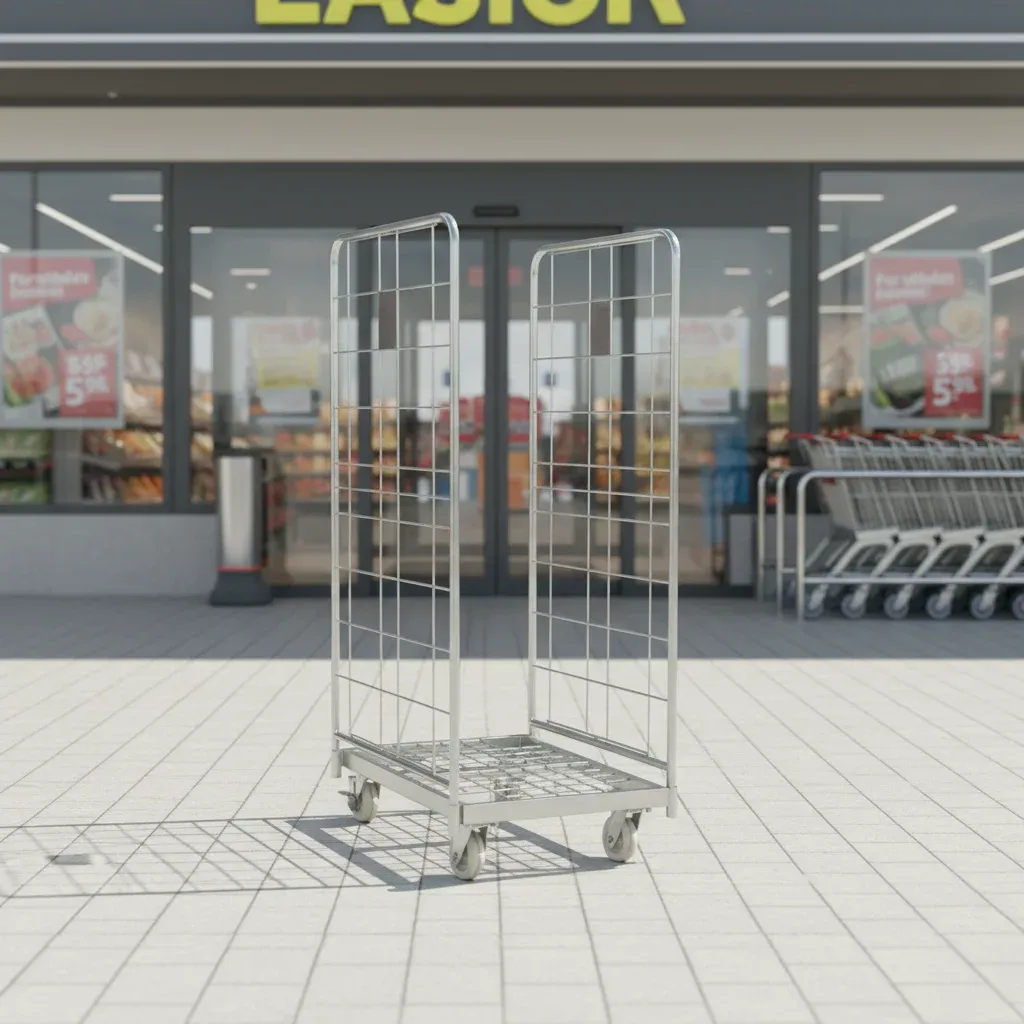 Warehouse Supermarket Industrial Wire Mesh Folding Roll Container detail 2
