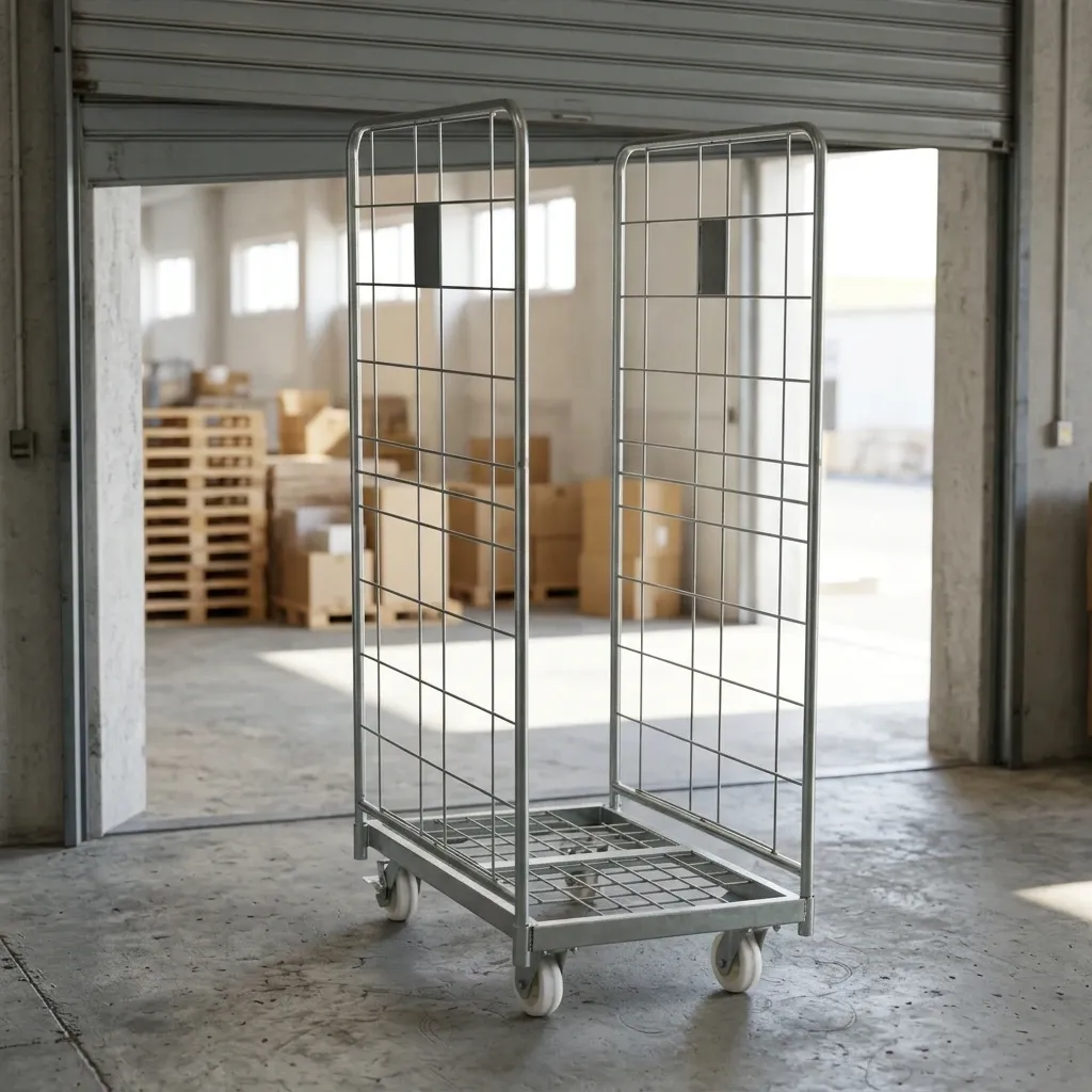 Warehouse Supermarket Industrial Wire Mesh Folding Roll Container