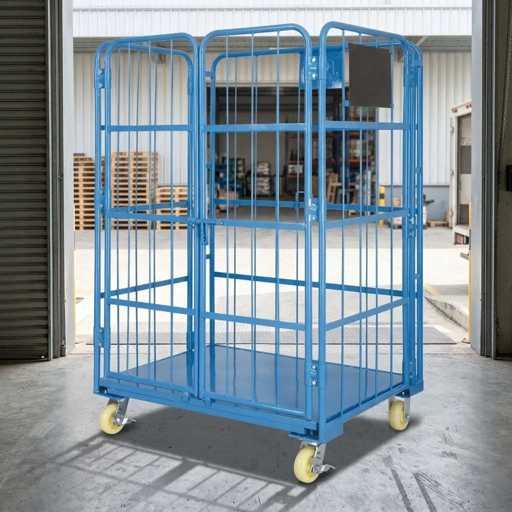 Heavy Duty Mesh Folding Mobile Roll Container 5