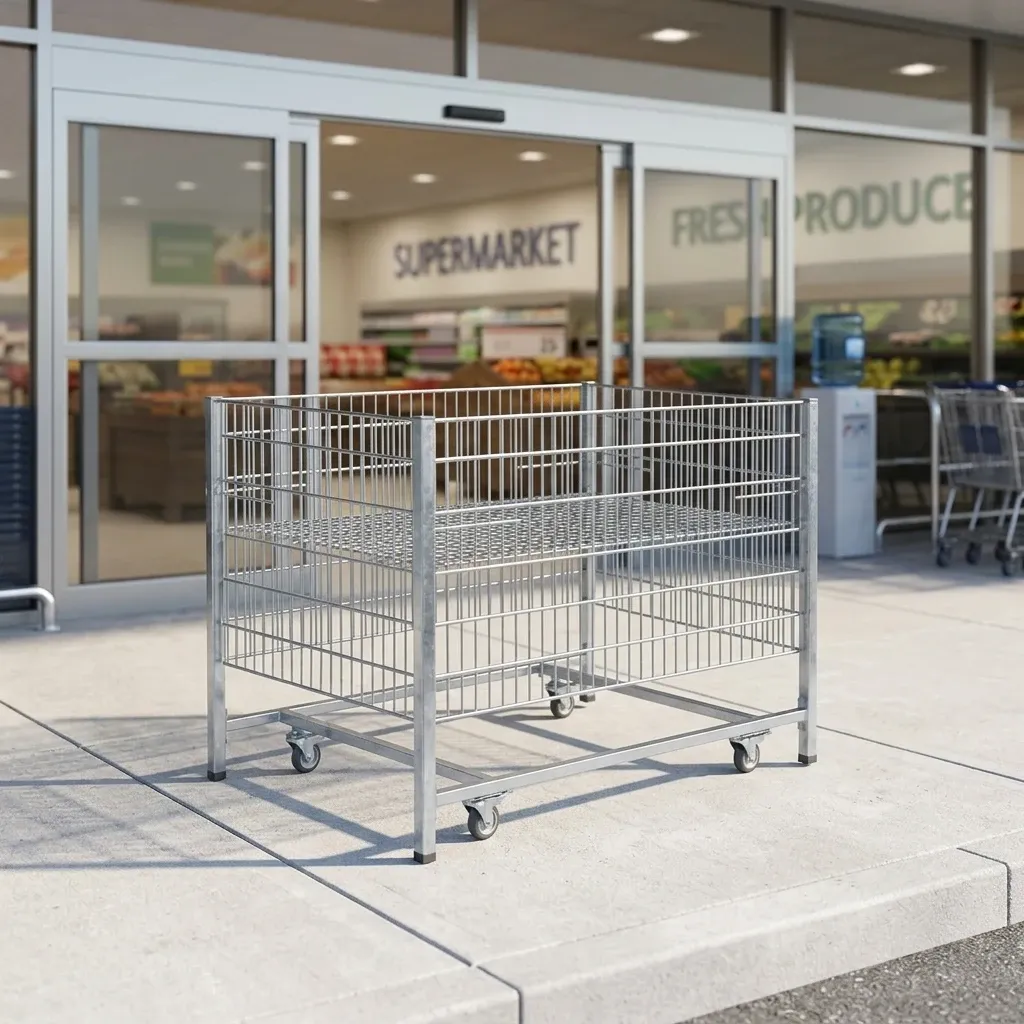 Supermarket Retail Store Produce Display Mesh Folding Table (LPT-79504)