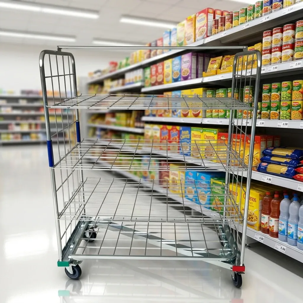 Warehouse Logistic Mesh Flat Trolley with Zinc photo 3