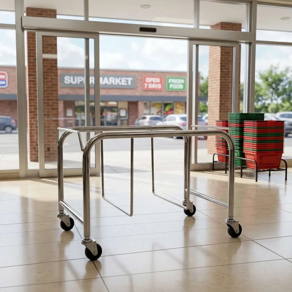 Supermarket Shopping Mall Shopping Basket Holder Wheels photo 4