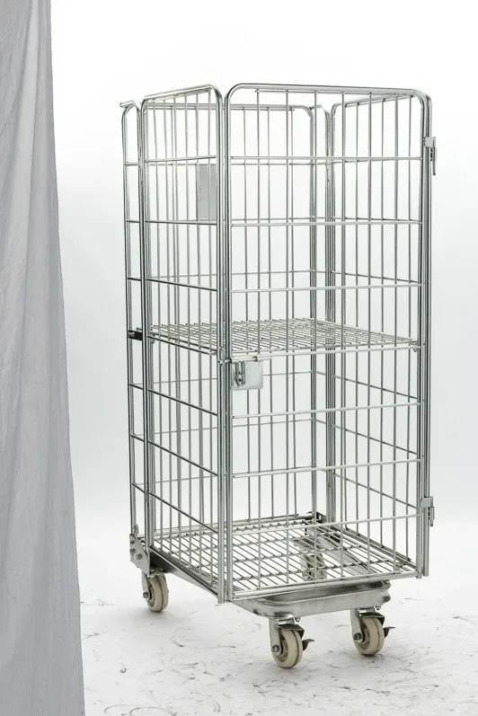 Logistic Trolley Steel Wire Material Roll Container Wheel detail 4