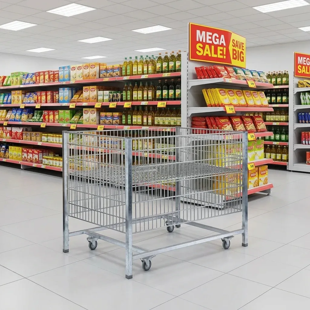 Logistic Trolley Steel Wire Material Roll Container Wheel detail 5