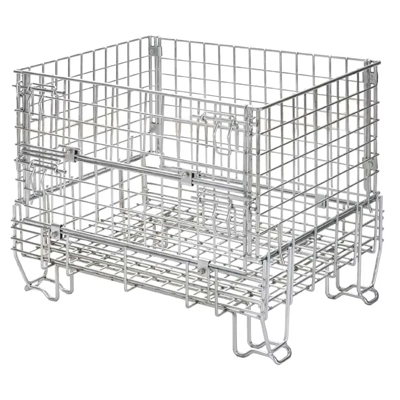 Heavy Duty Zinc Galvanised Steel Wire Stackable Storage Containers Metal detail 2