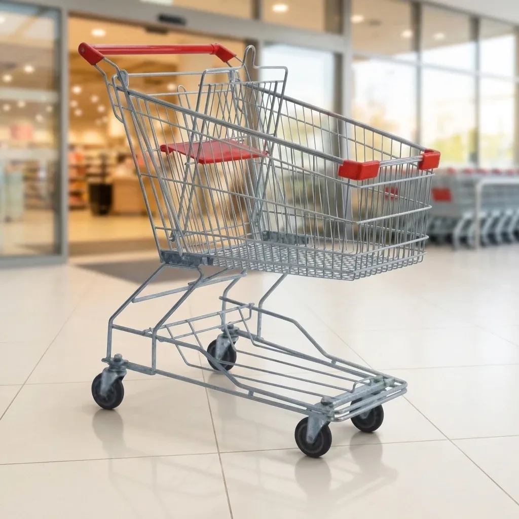 Asian Folding Mesh Supermarket Shopping Trolley Metal 80L