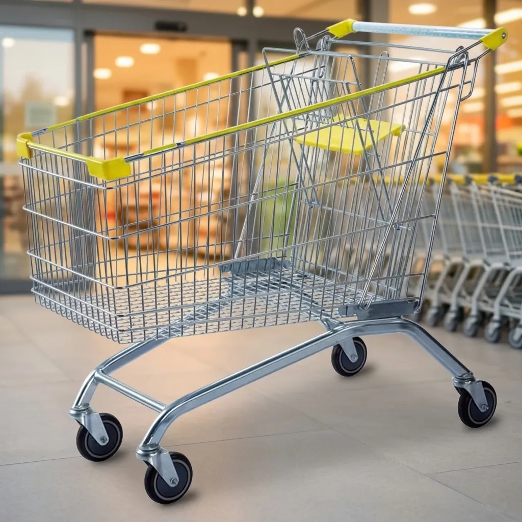 180L European Style Four-Wheeled Supermarket Shopping Trolley