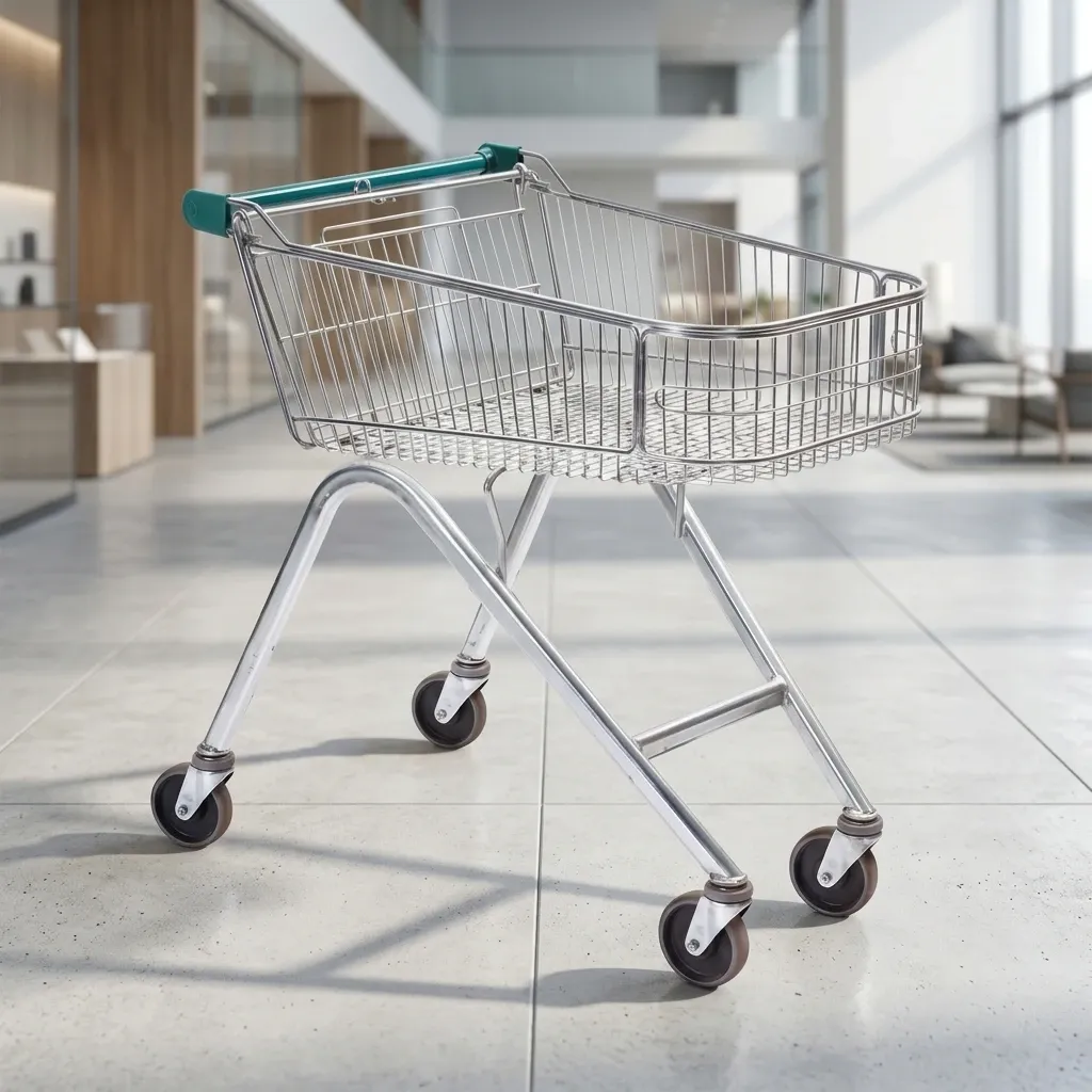 90L European Style Supermarket Grocery Store Jumbo Size Rolling Trolley