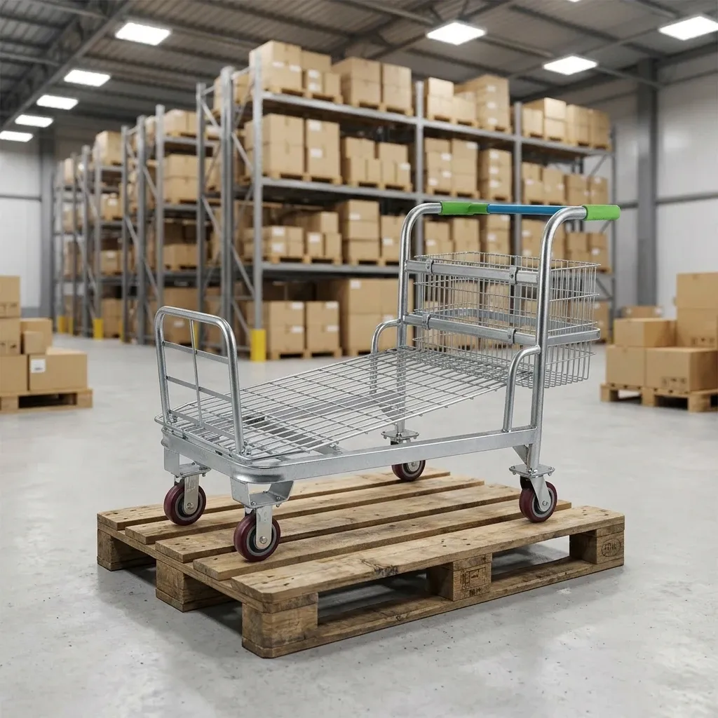 Heavy Duty Stainless Steel Mesh 2 Layer Folding Cart (LPT-12730)