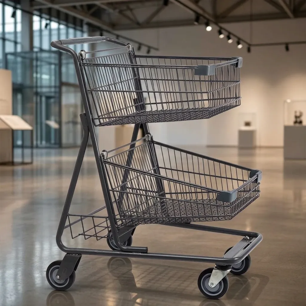 Supermarket Store Shop Metal Two Basket Two Tier