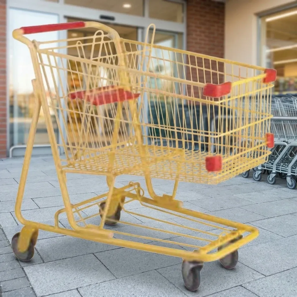 American Style 125L Mesh Folding Steel Powder Coated 4 Shopping Trolley