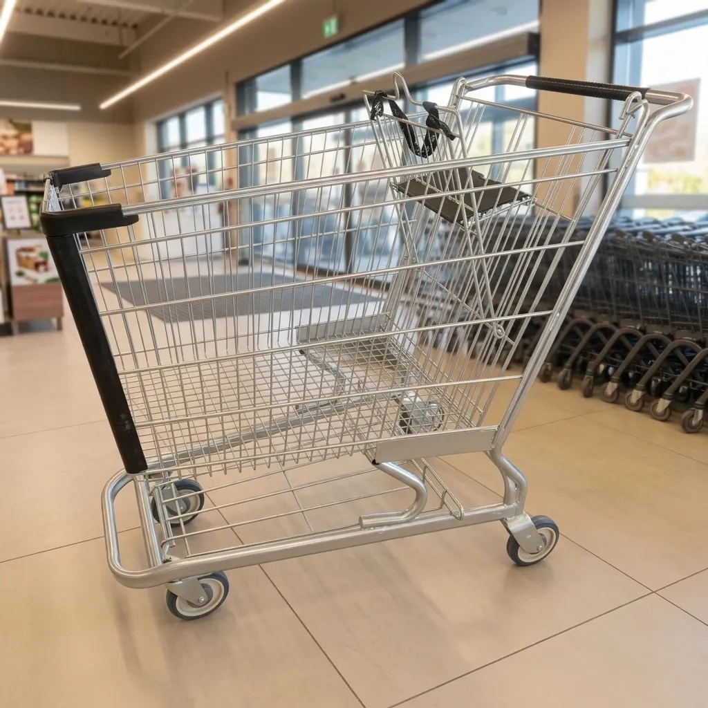 180L Heavy Duty Plastic Mesh Folding Powder Coated American Style Trolley