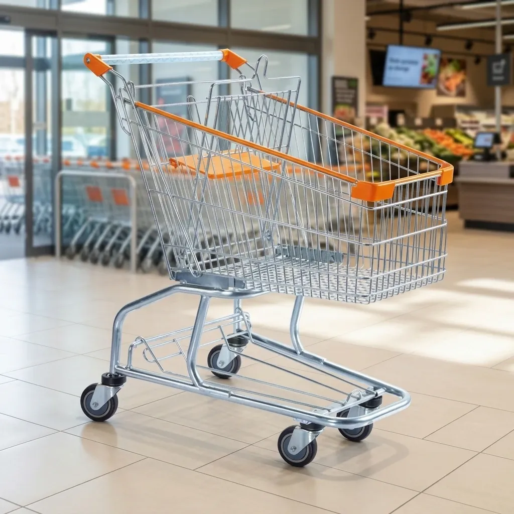 American Style Mesh Foldable Trolley Supermarket 180L