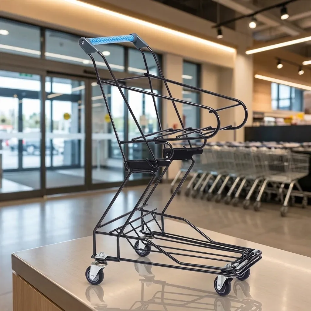 Retail Store Black Metal Shopping Trolley Basket