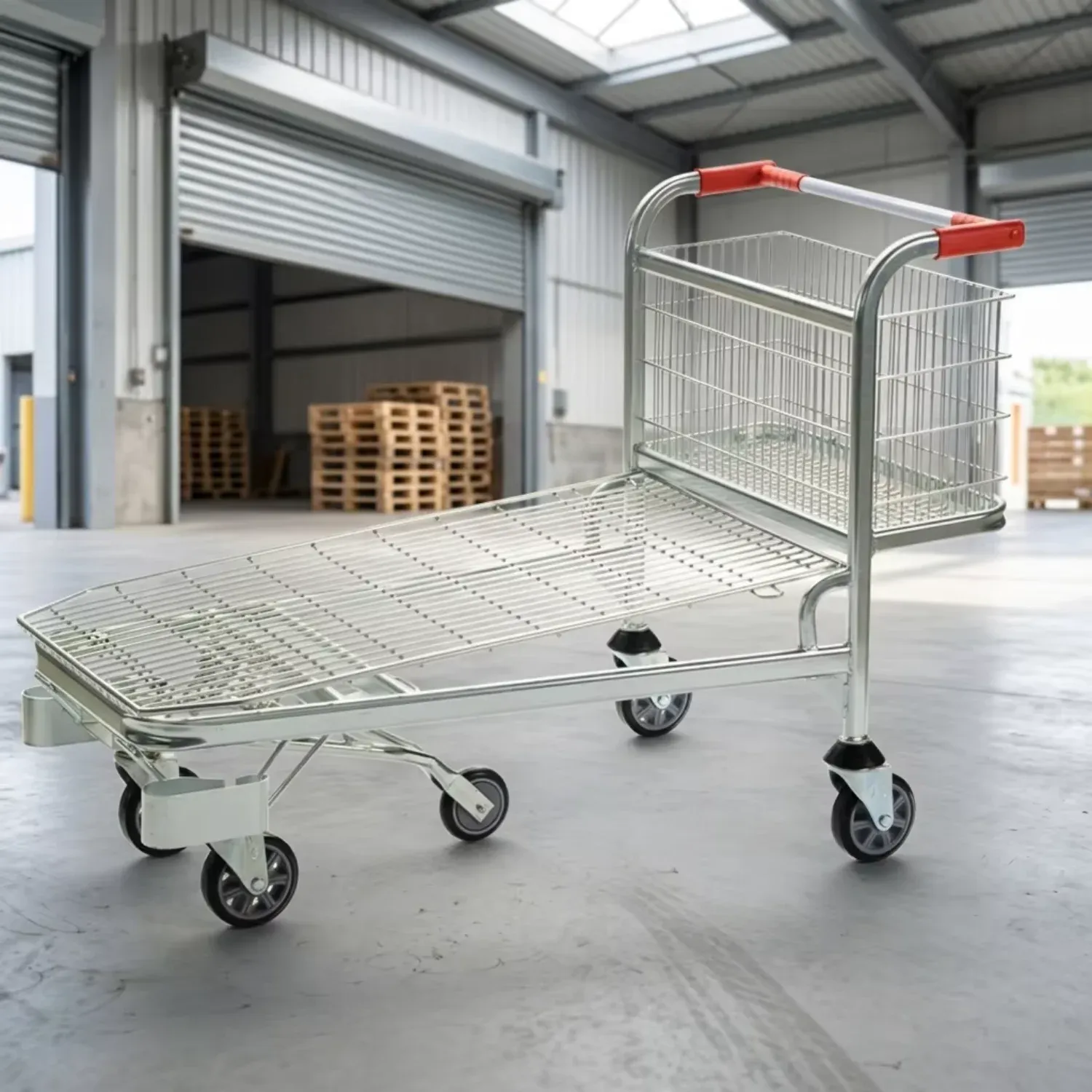 Heavy-Duty Wire Basket Picking Cart Warehouse Trolley detail 1