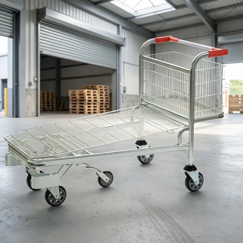Heavy-Duty Wire Basket Picking Cart Warehouse Trolley