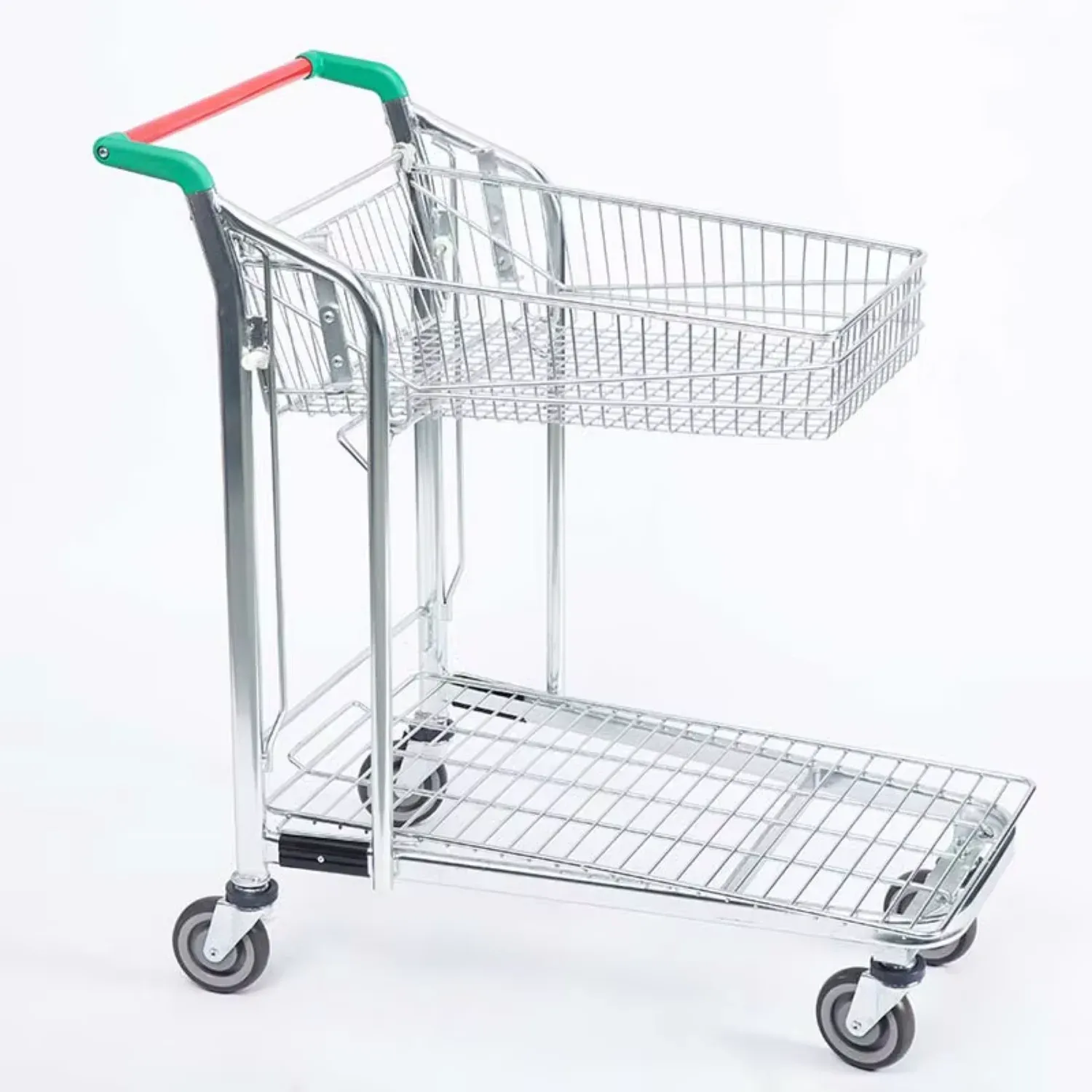Heavy Duty Foldable Mesh Wire Basket Picking Cart detail 1
