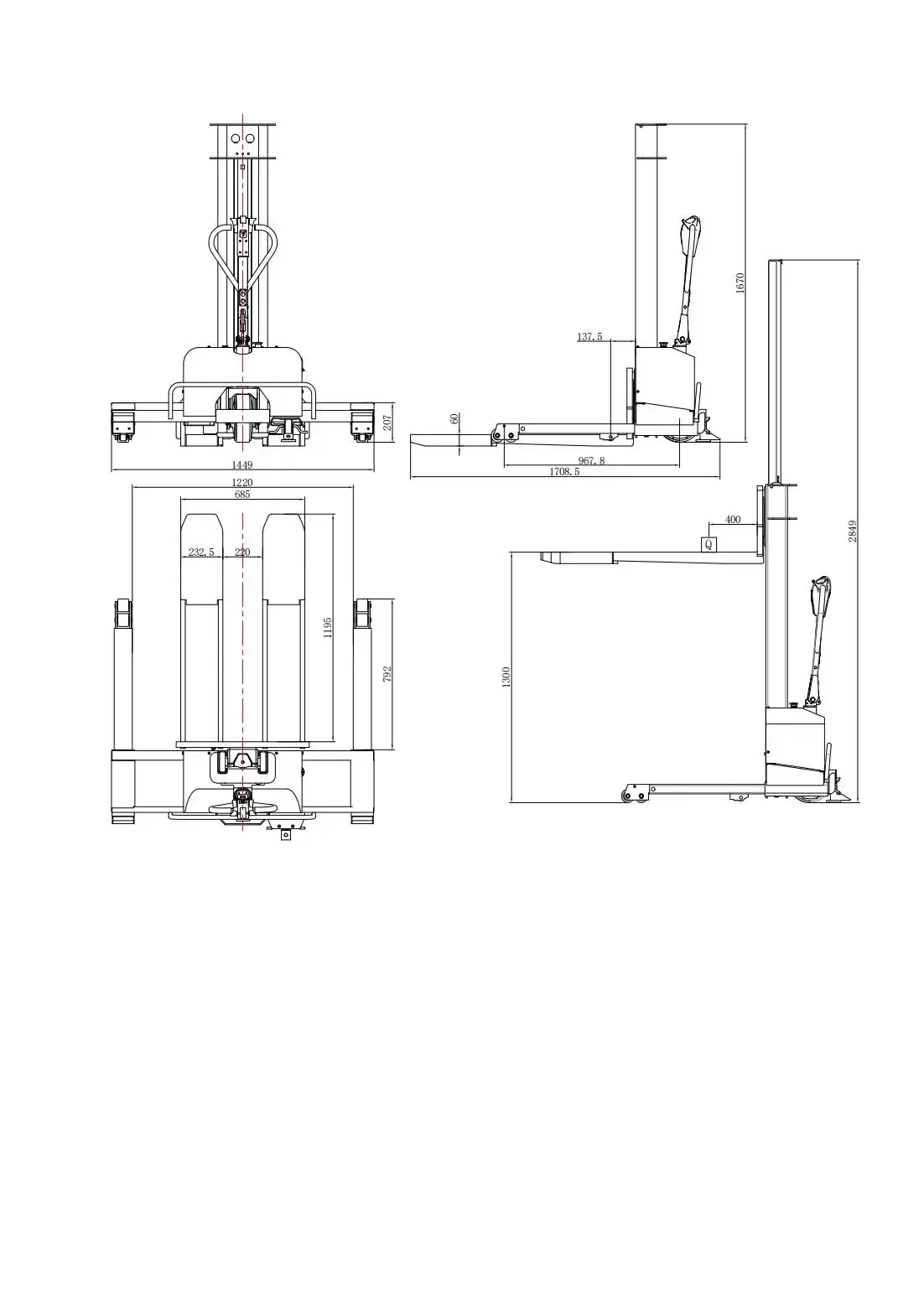 1500 kg Walkie Self Lift Stacker, Optional Full/Semi detail 3