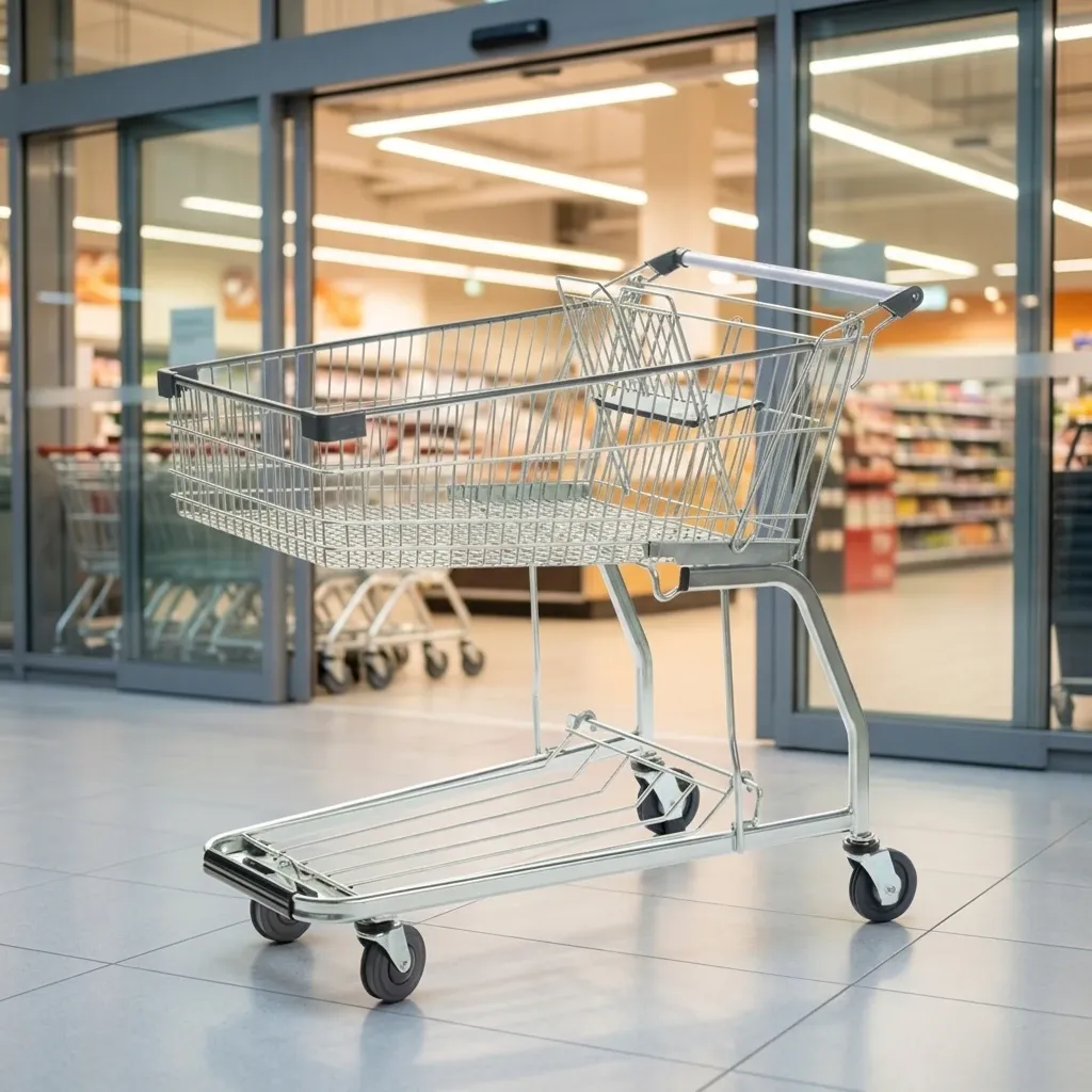 Heavy Duty Mesh Wire Basket Zinc Plated Shopping Trolley detail 1
