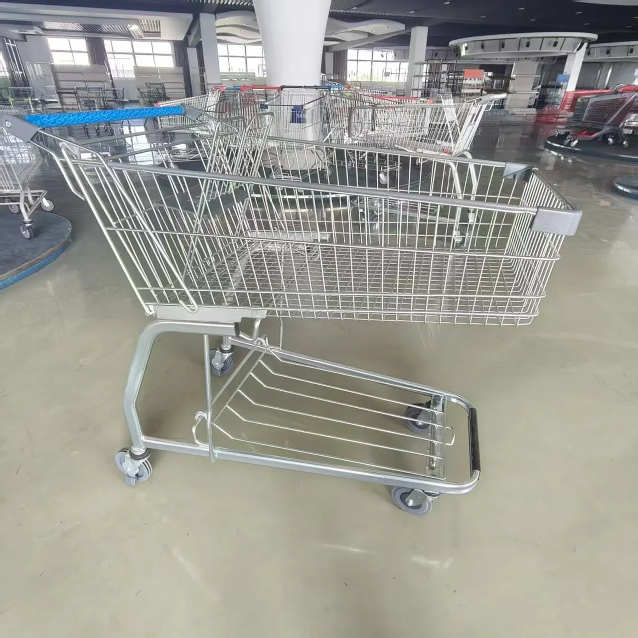 Heavy Duty Mesh Wire Basket Zinc Plated Shopping Trolley photo 5