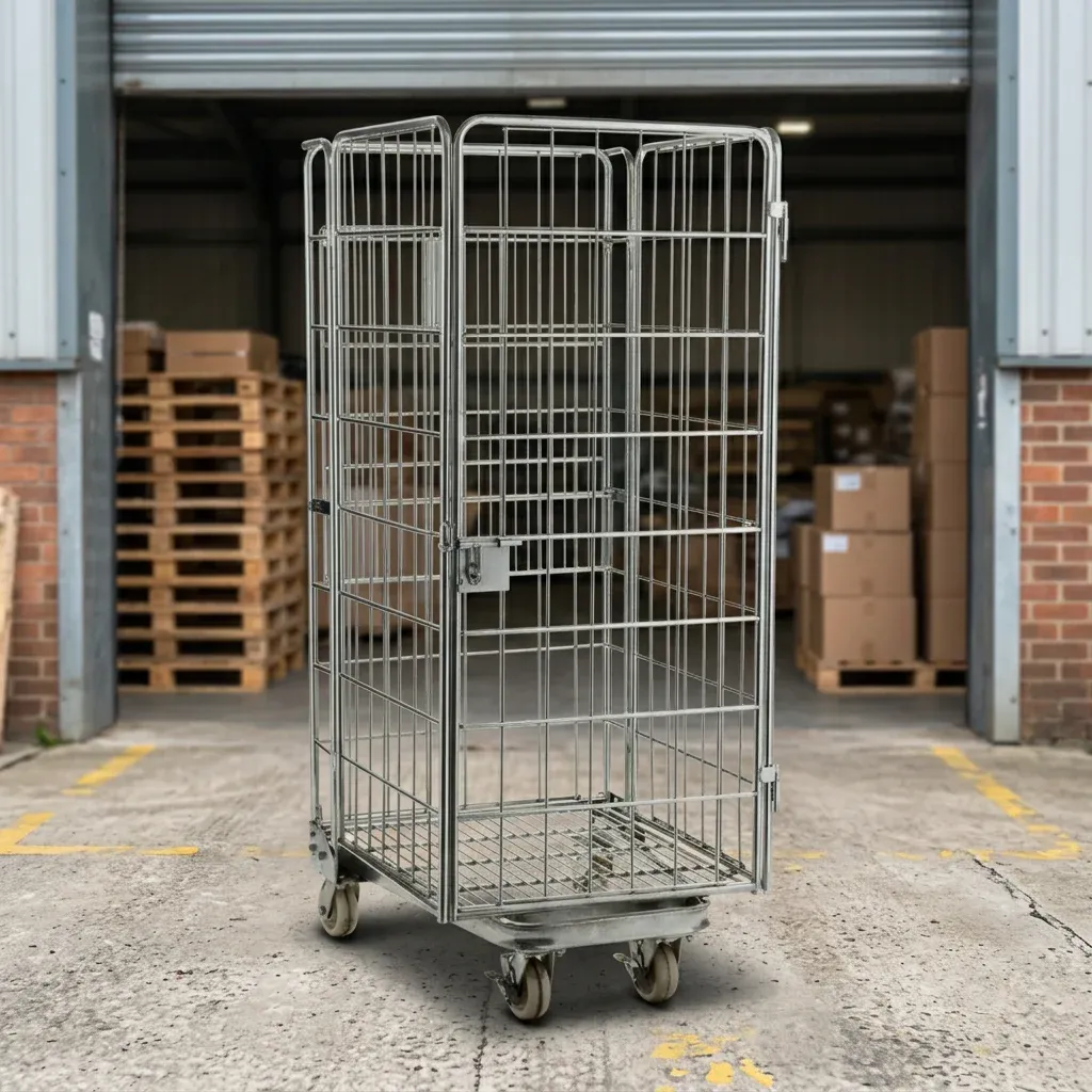 4 Sided Nestable Foldable Heavy Duty Logistics Wire Mesh Roll Container photo 4