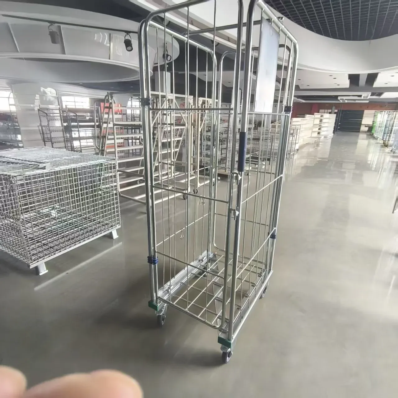 Steel Tight Mesh Folded Supermarket Warehouse Roll Container (LPT-86566) detail 3