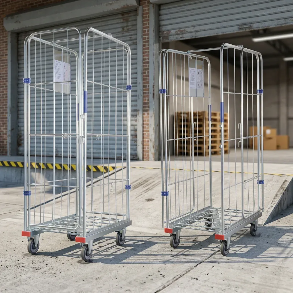 Steel Tight Mesh Folded Supermarket Warehouse Roll Container (LPT-86566)