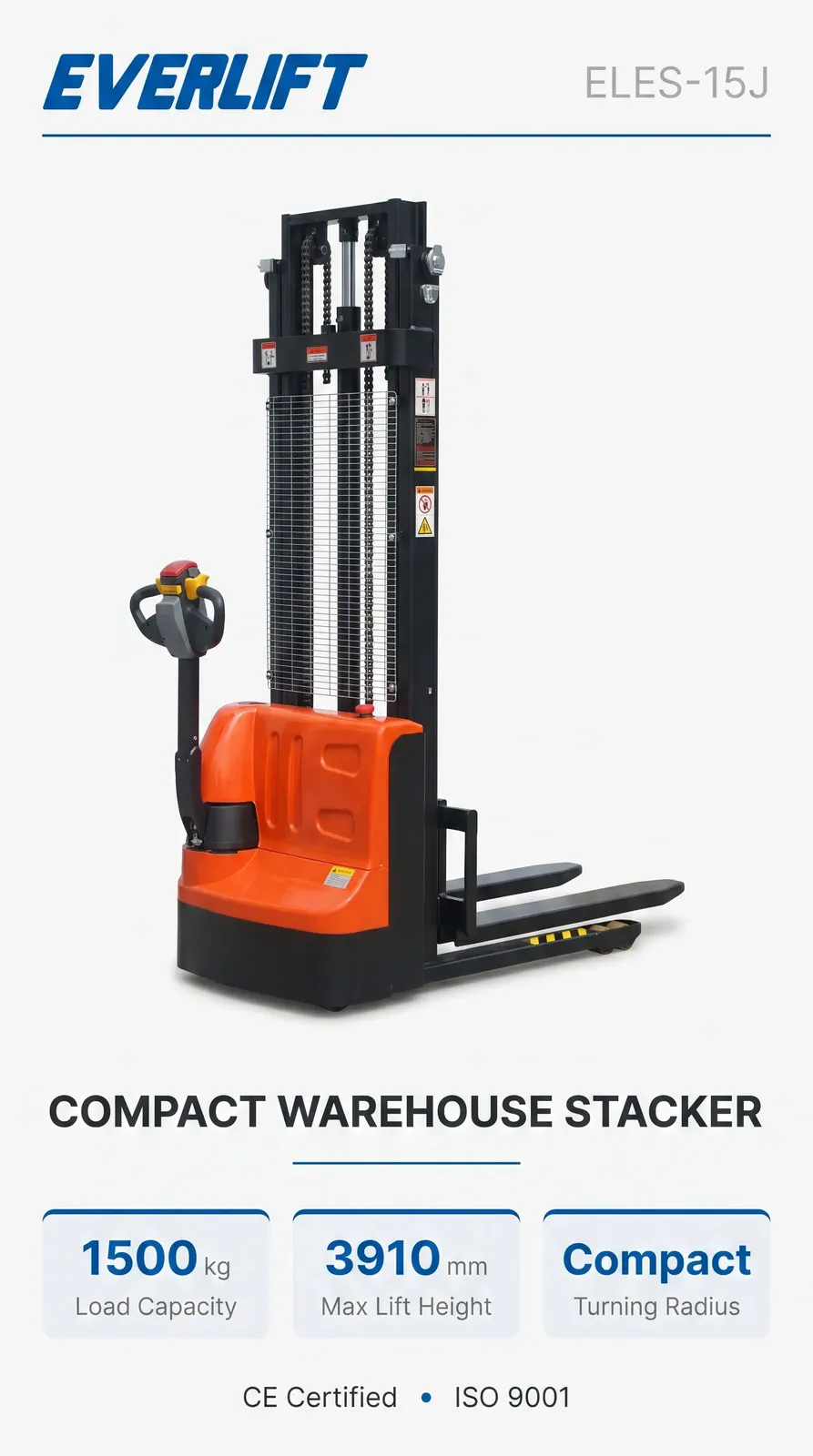 Electric Pallet Stacker Walkie Forklift Narrow Aisle detail 2