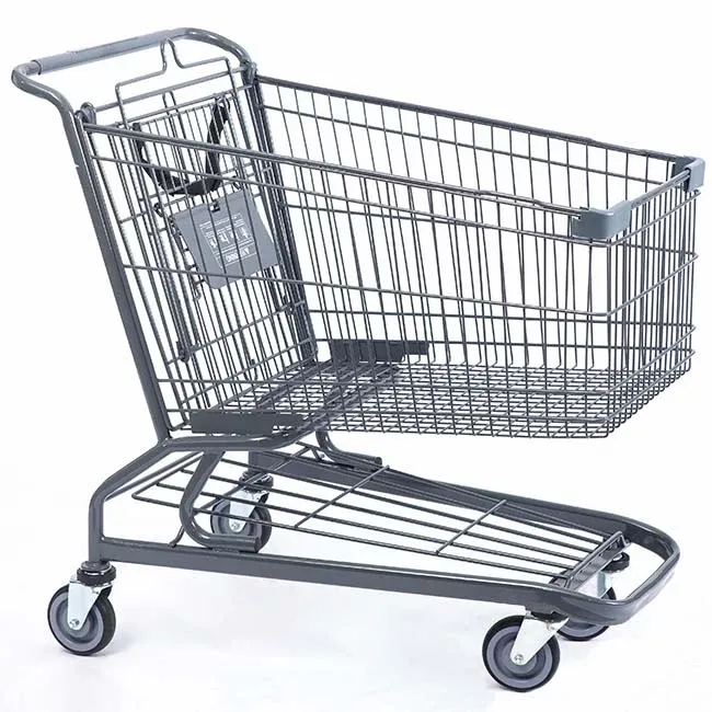 American Style Platform Mesh Zinc Plated Aluminium Shopping Trolley (LPT-39278) detail 1