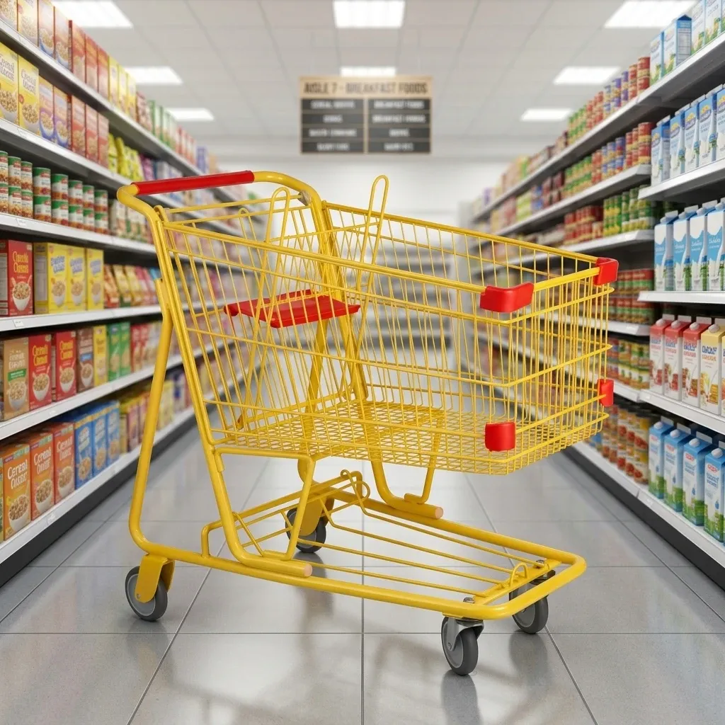 American Style Platform Mesh Zinc Plated Aluminium Shopping Trolley (LPT-39278)