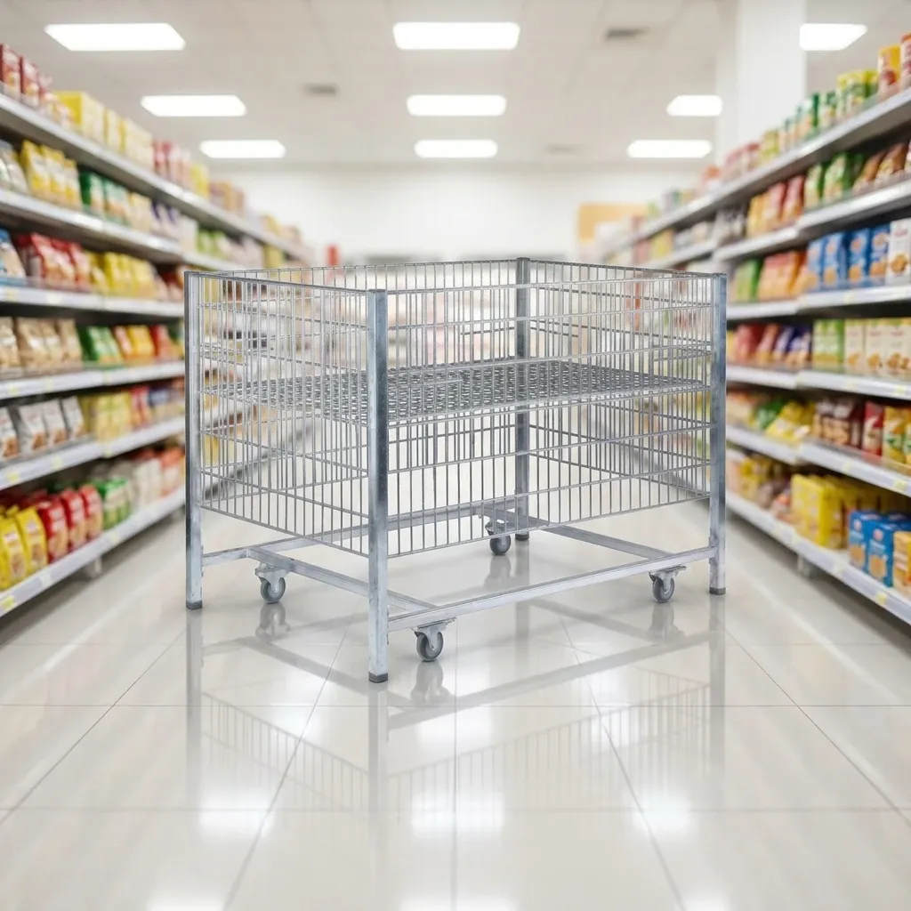 Supermarket Retail Store Produce Display Mesh Folding Table (LPT-81464)
