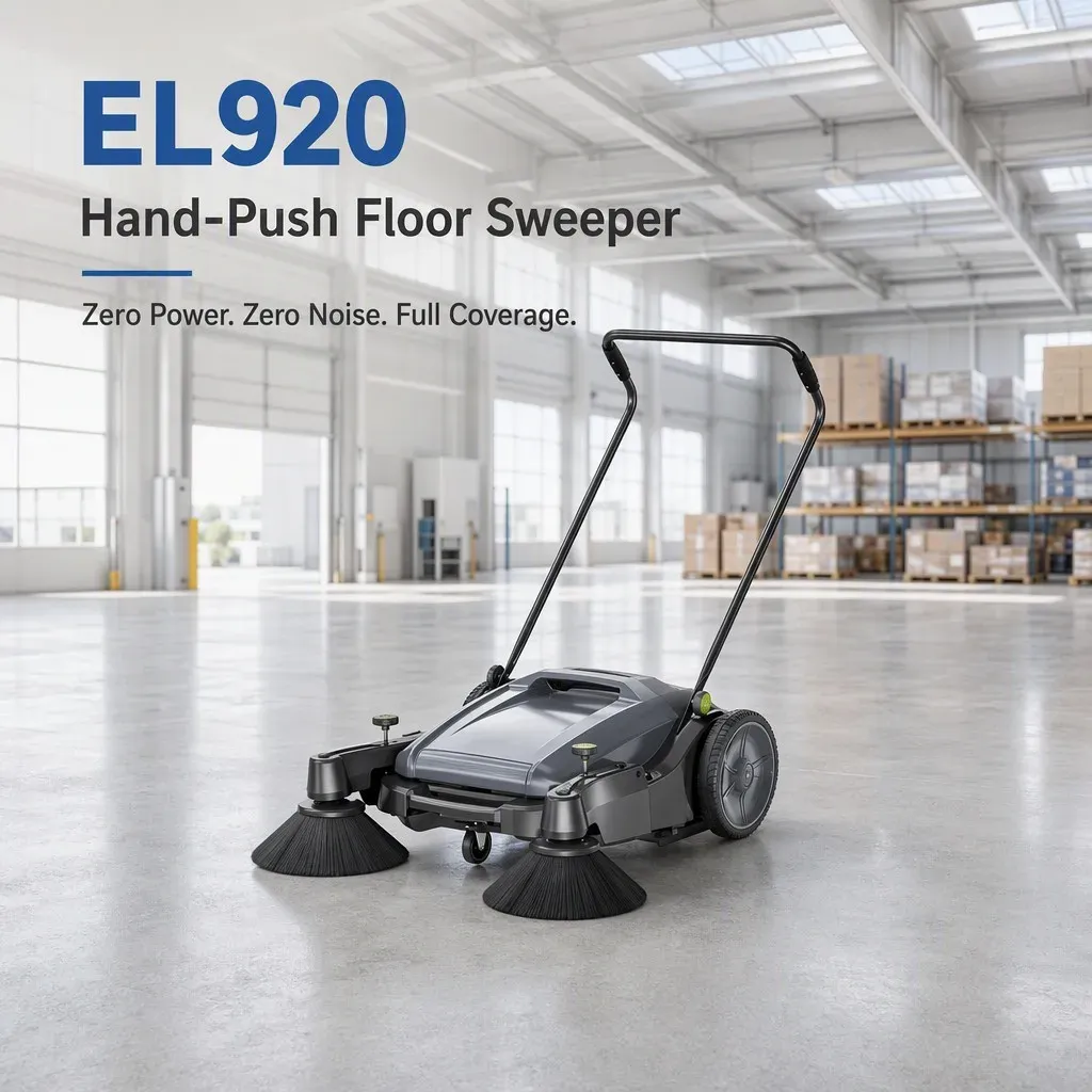Non-electric 920mm Manual Push Floor Sweeper 55L Dustbin photo 1