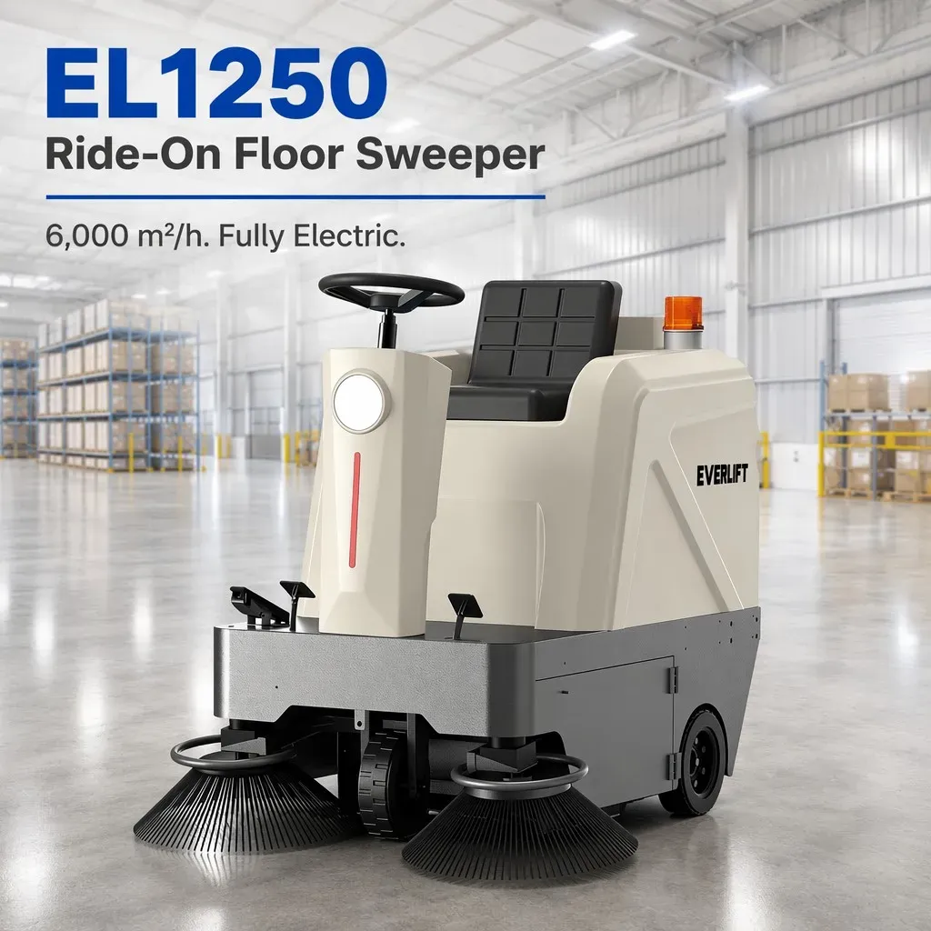 Dust-free 1250mm Ride-on Floor Sweeper Machine 80L photo 1