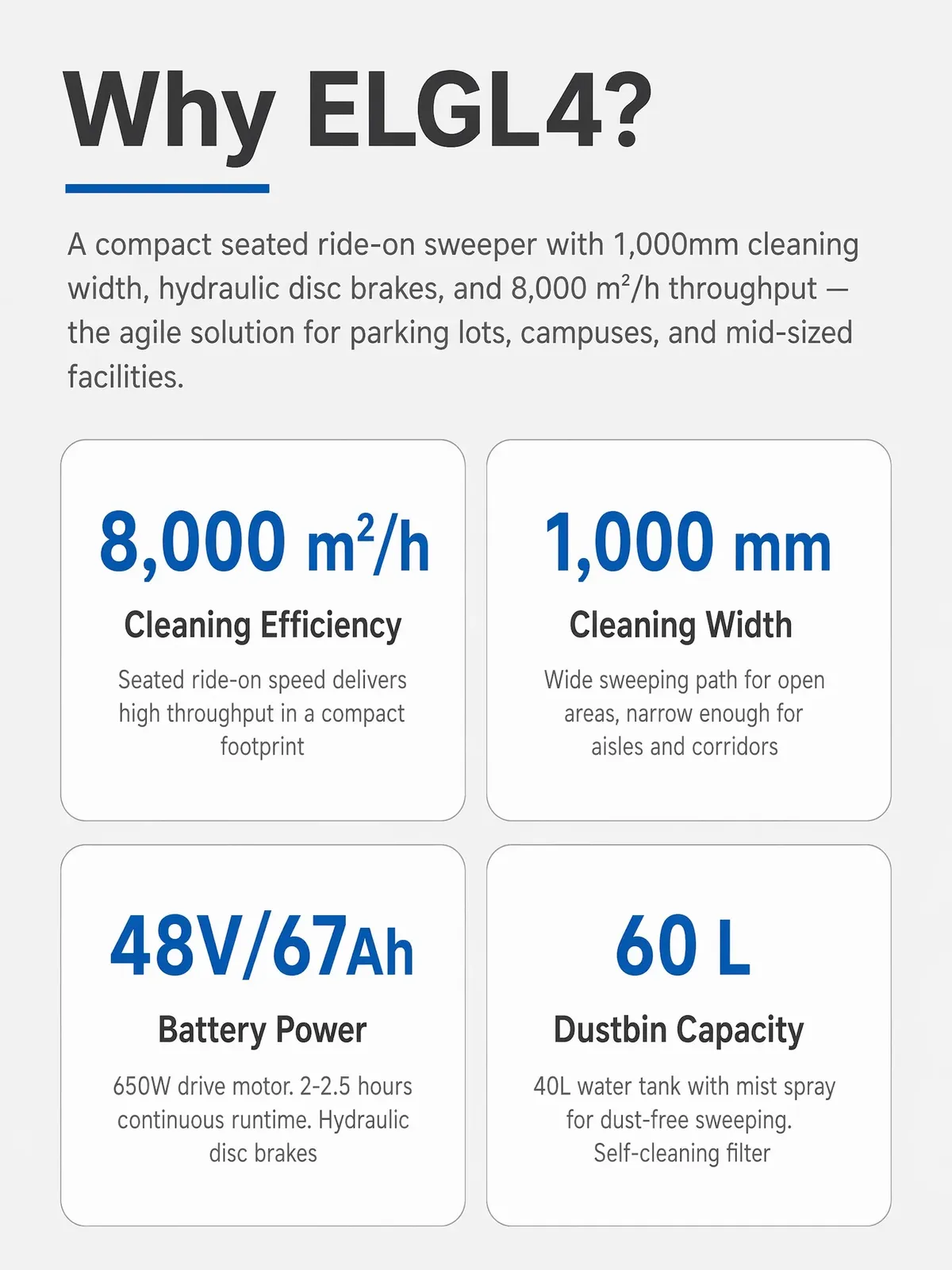 Compact 1000mm Ride-on Floor Sweeper 8000m²/h Hydraulic detail 3