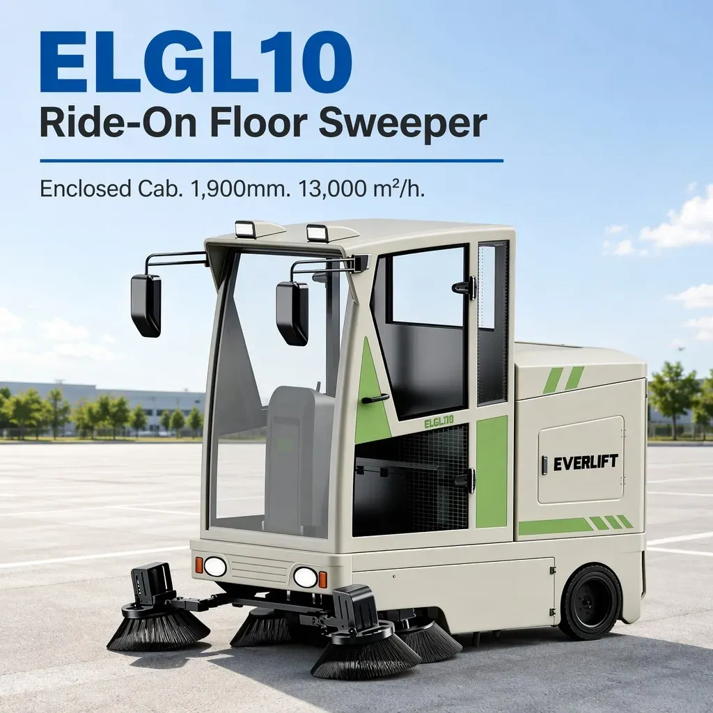 Enclosed Cabin 1900mm Ride-on Floor Sweeper 13000m²/h photo 1