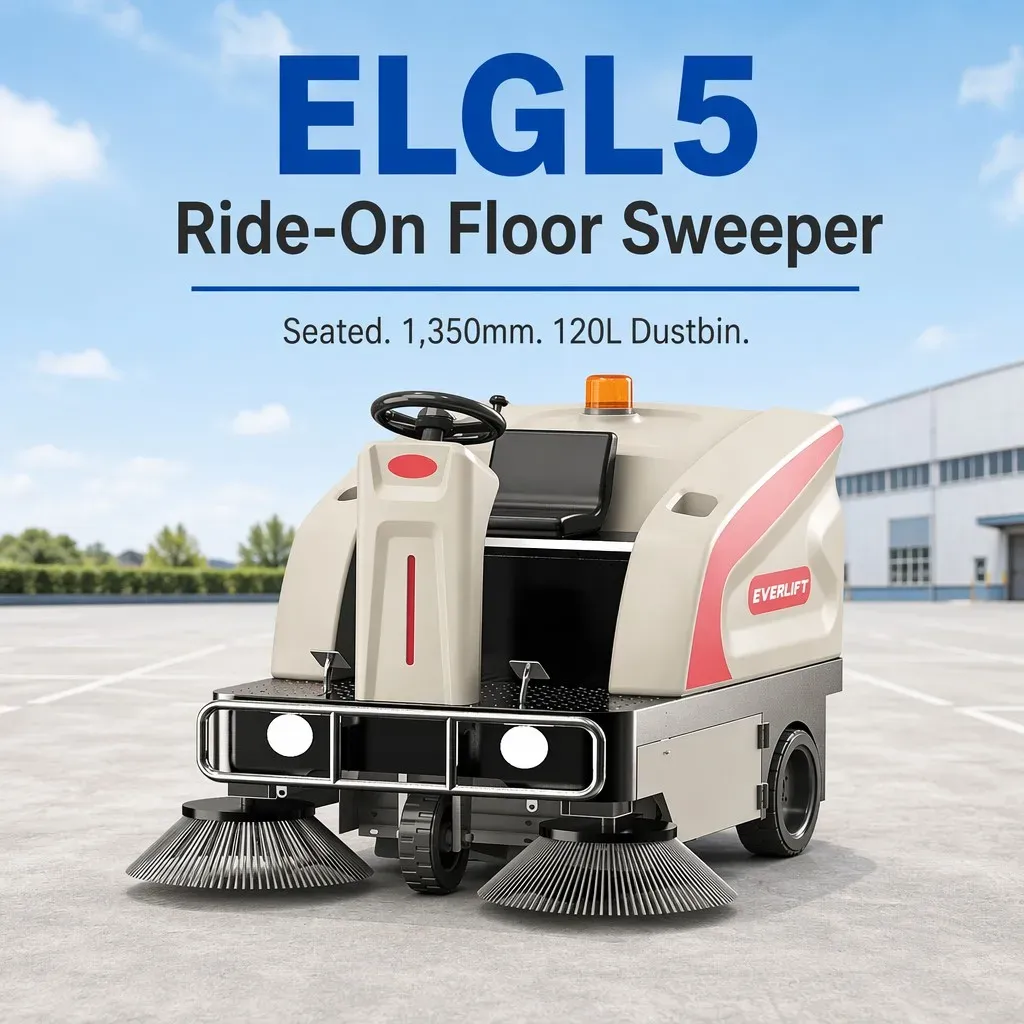 1350mm Ride-on Floor Sweeper 120L Dustbin 100L Water Tank photo 1