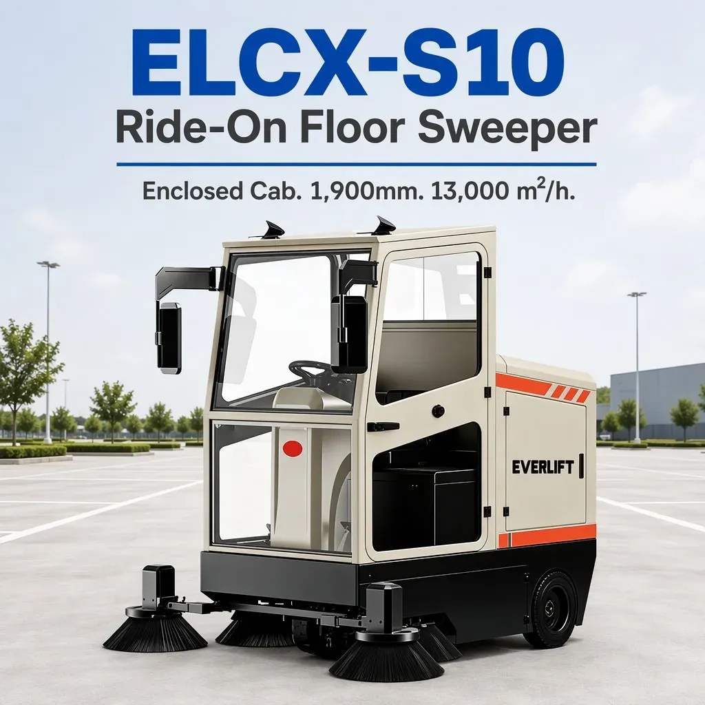 Enclosed Cabin 1900mm Ride-on Floor Sweeper Hydraulic photo 1