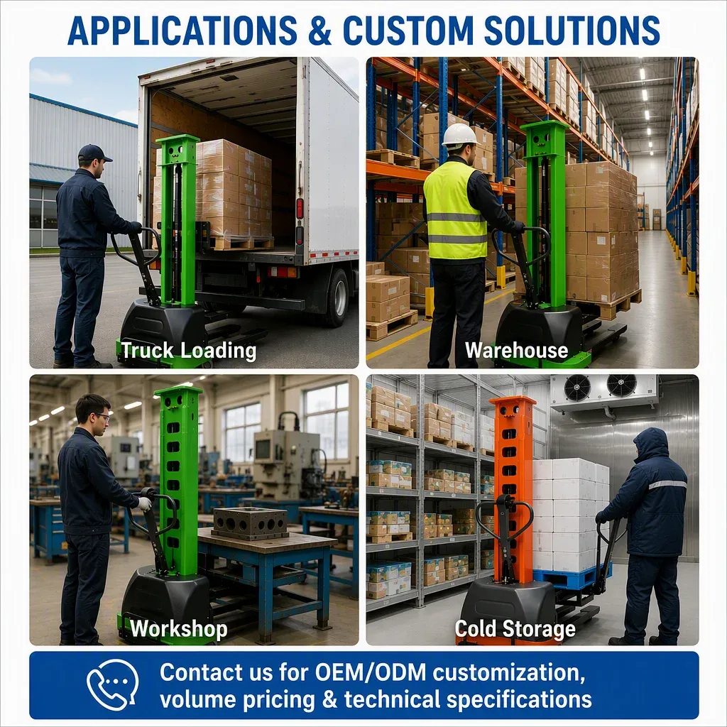 500 kg Semi Electric Self-Lifting Stacker 12V Battery photo 4