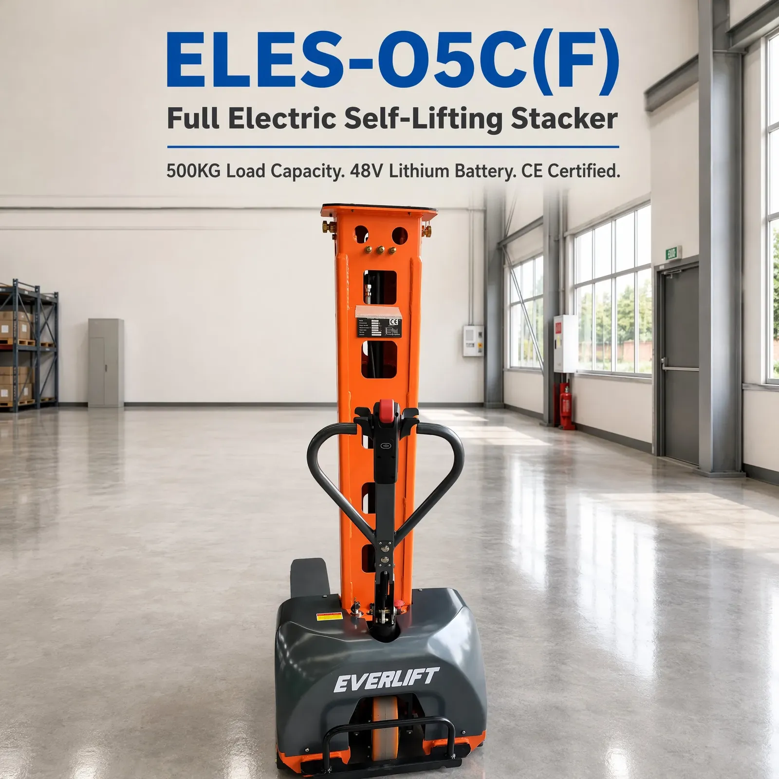 48V Lithium 500 kg Full Electric Self-Lifting Stacker photo 1