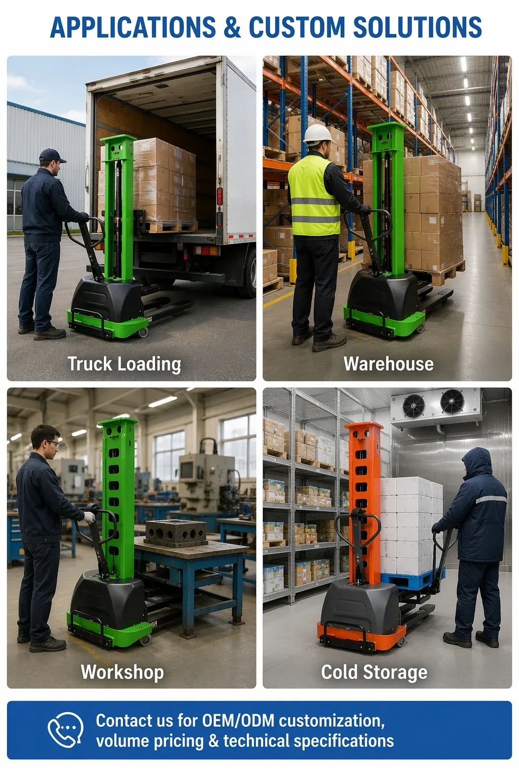 1000 kg Semi Electric Self-Lifting Stacker 1.6kW Motor detail 8