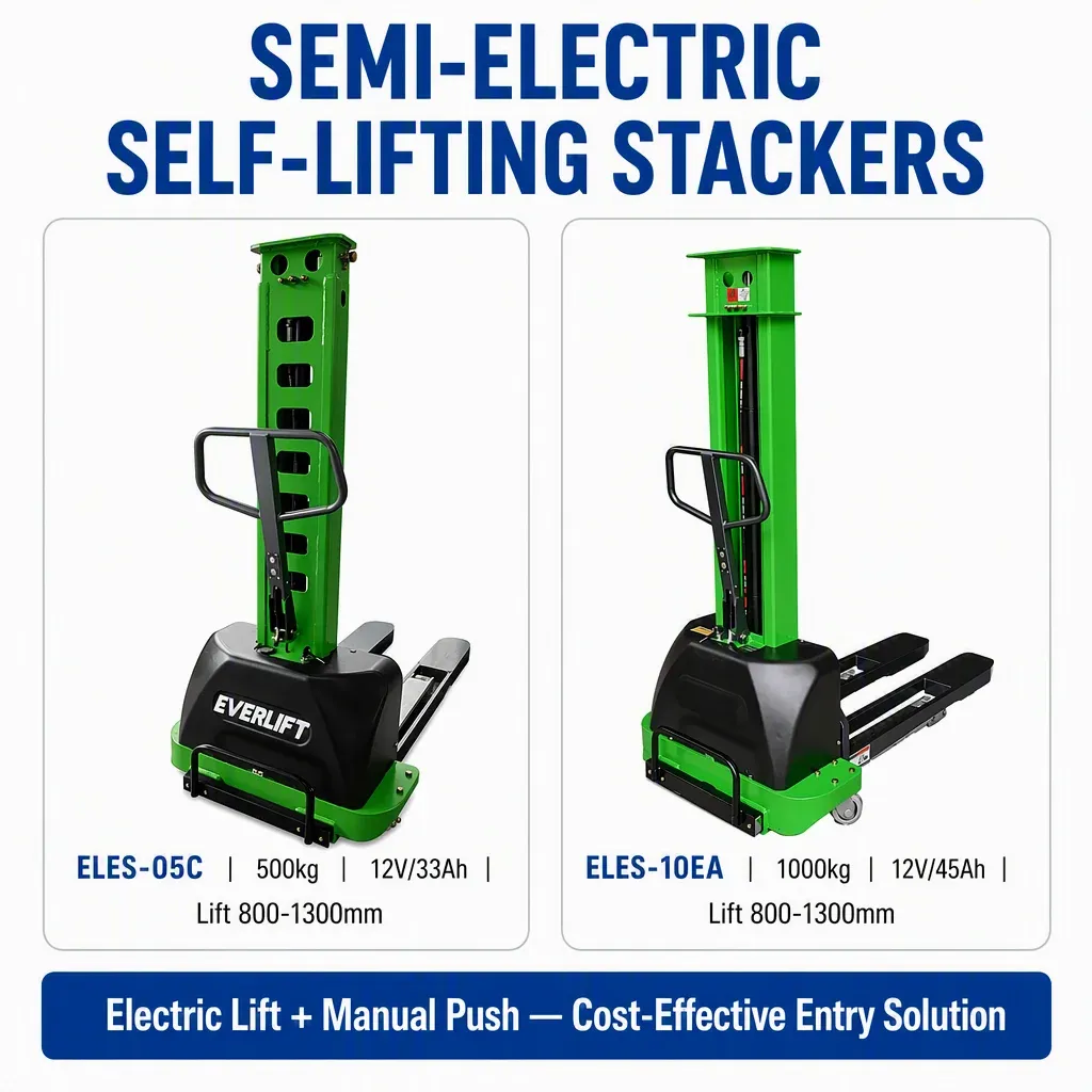 1000 kg Semi Electric Self-Lifting Stacker 1.6kW Motor photo 2