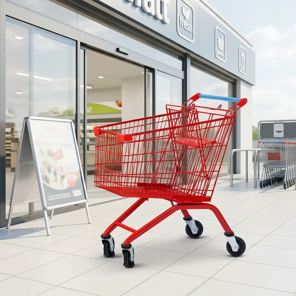 130L European Style Hypermarket Shopping Hand Push Trolley