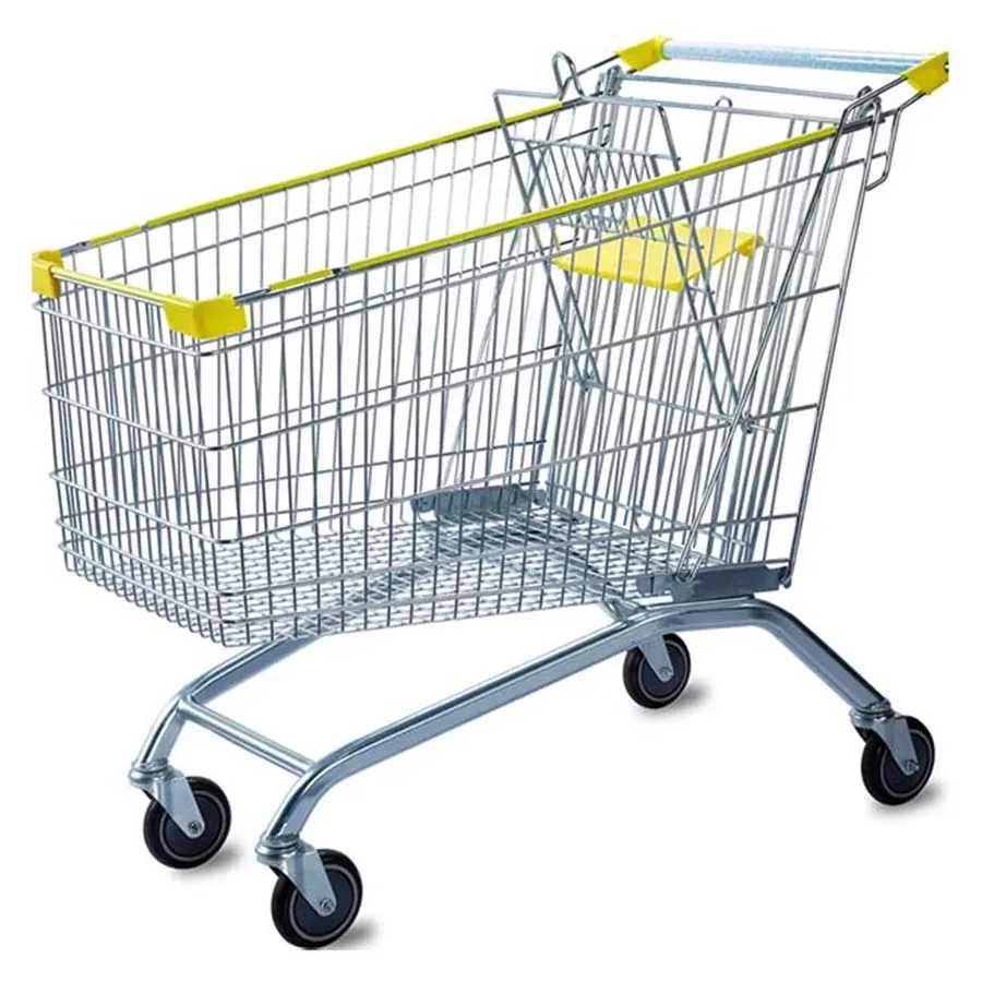 180L European Style Supermarket Grocery Store Jumbo Size Pushing Trolley detail 2