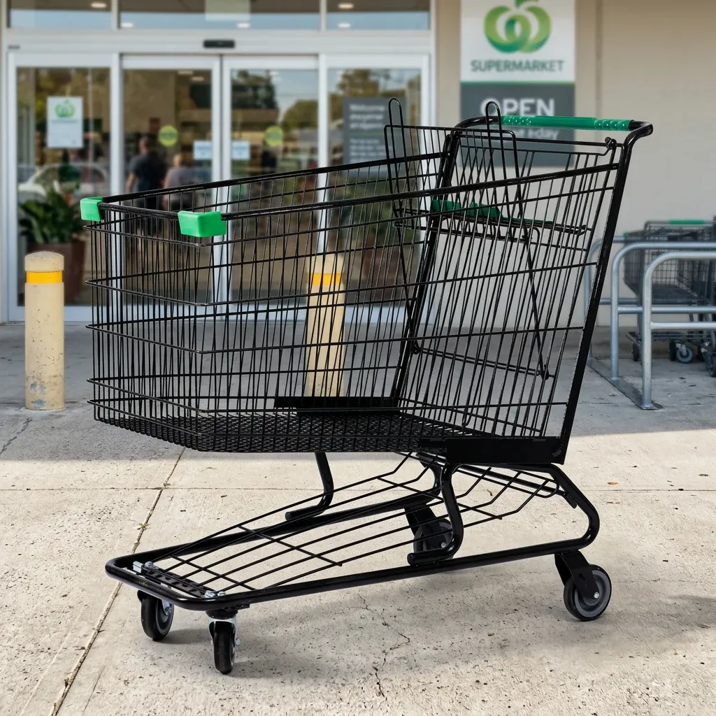 American Style Platform Mesh Zinc Plated Aluminium Shopping Trolley (LPT-86714)
